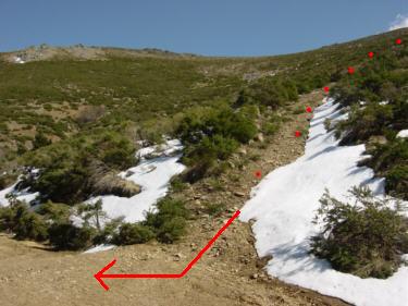Sendero de descenso desde los Reajos Llanos