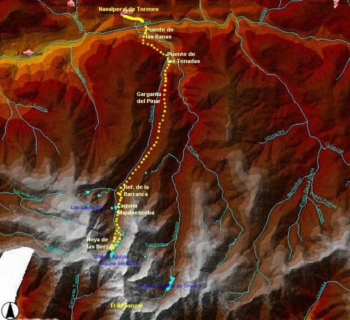 Ver descripcion y fotografias de ruta de senderismo desde Navalperal de Tormes al Circo de Las Cinco Lagunas. Gredos.