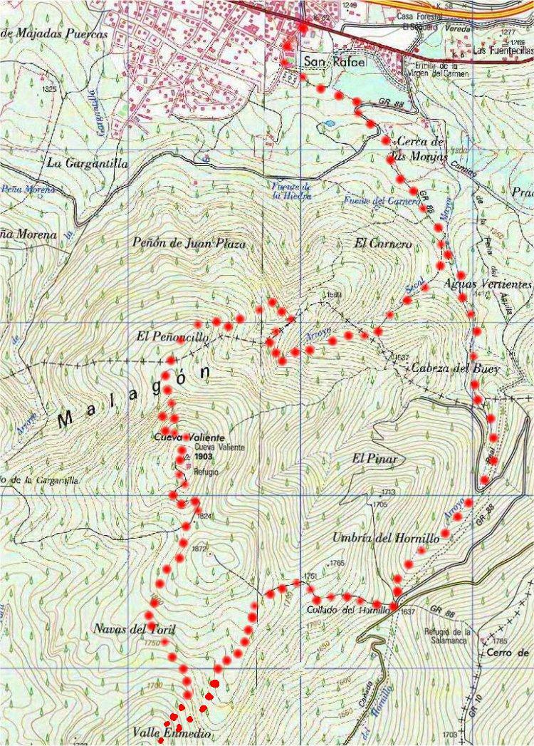 ver fotografias y descripcion de ruta a la cima de cueva valiente desde san rafael