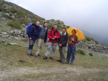 Lucas, Zoltan, Carlos, A. Castro y Marta en el Collado de Entrecabezas