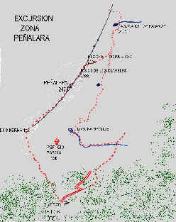 Ruta: Puerto de los Cotos o del Paular, Laguna Grande de Pealara, Laguna de los Claveles, Laguna de los Pajaros, Cerro de los Claveles, Cima de Pealara, Dos Hermanas, Cotos.