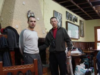 David y Carlos en el restaurante de la Pradera de Ordesa