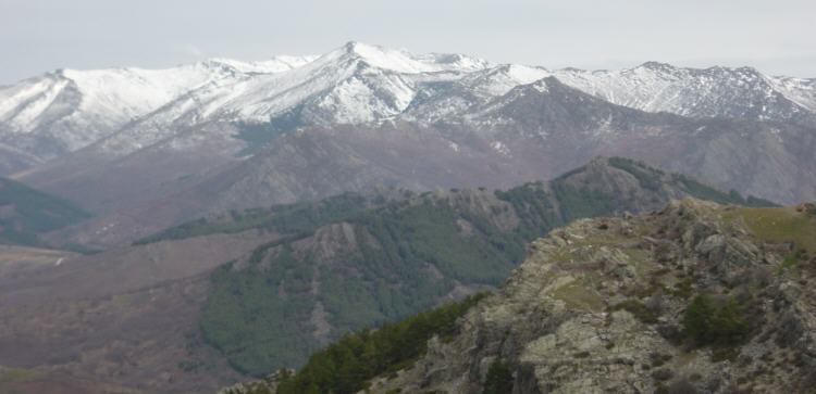 Pea Cuervo, El Cerrn y al fondo el Pico del Lobo - Aylln -