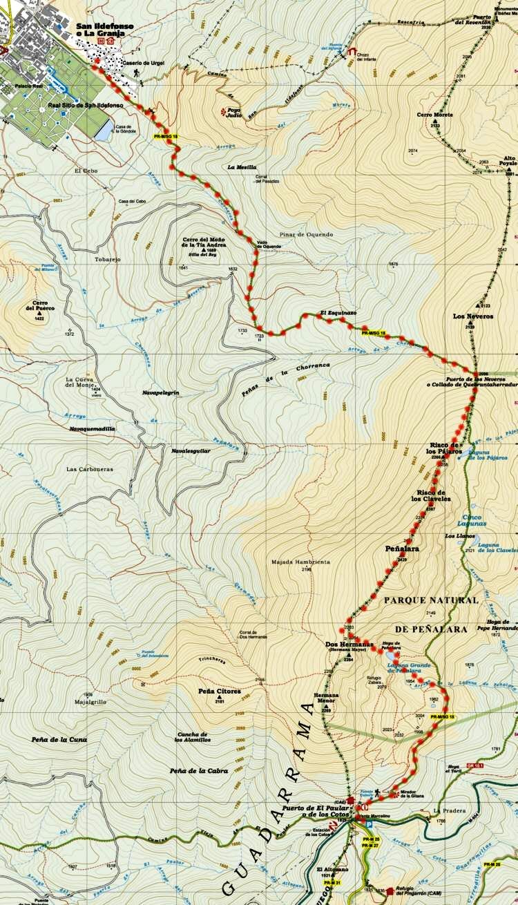 Ver descripcion de ruta de senderismo: puerto de los cotos, laguna pealara, dos hermanas, cima de pealara, los claveles, puerto del nevero, la granja.