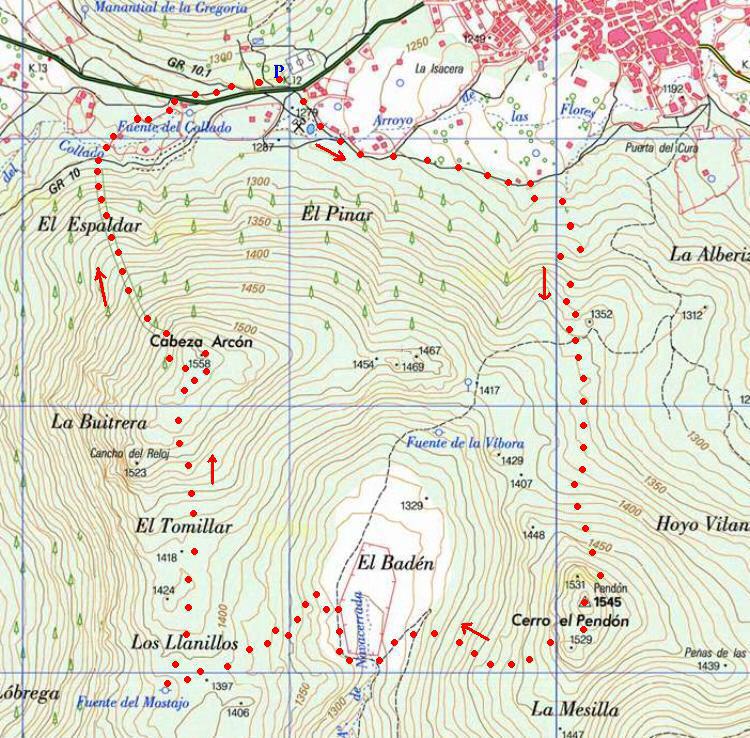 Ver descripcin de ruta y fotografas desde Bustarviejo al Cerro El Pendn y Cabeza Arcn. 