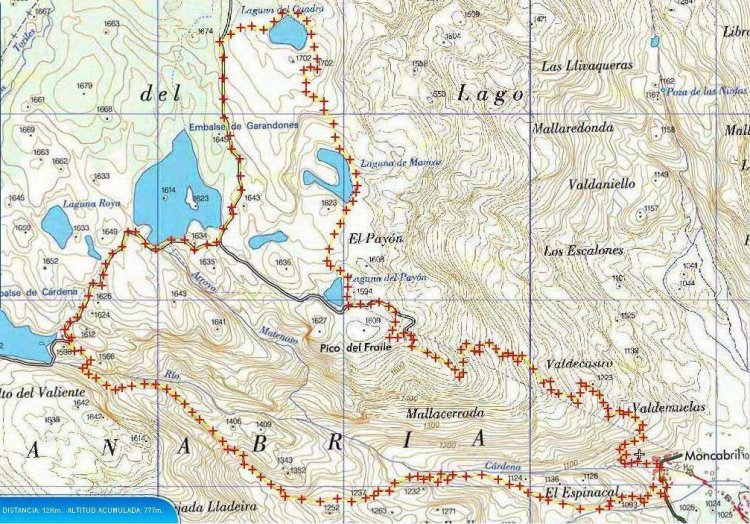 Ver descripcin de Ruta circular: Central elctrica de Moncabril, Pico del Fraile, Laguna del Payn, Laguna de Mancas, Laguna del Cuadrado, Embalse de Garandones, Laguna Roya, Embalse de Crdena, Ro Crdena, Ro Segundera, Moncabril.