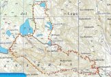 Mapa de senderismo ruta en el parque natural del lago de sanabria :Ruta circular: Central elctrica de Moncabril, Pico del Fraile, Laguna del Payn, Laguna de Mancas, Laguna del Cuadrado, Embalse de Garandones, Laguna Roya, Embalse de Crdena, Ro Crdena, Ro Segundera, Moncabril. 