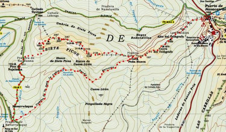 ver descripcion de ruta de senderismo: puerto de navacerrada, cimas de siete picos, senda herreros. fotografias.